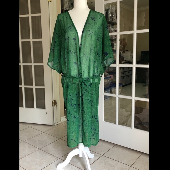 Restocked💥Emerald Green Printed Kimono Duster Coverup NEW - Picture 10 of 12